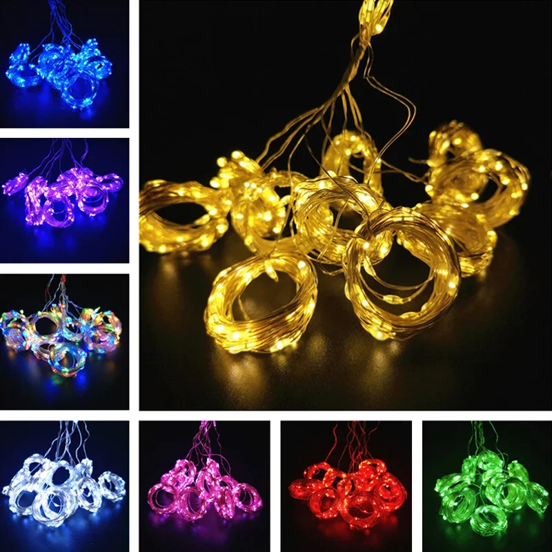 Guirnalda de luces LED con USB para decoración del hogar, guirnalda de luces de hadas de 8 modos para Navidad, fiesta de boda, 6M x 3M