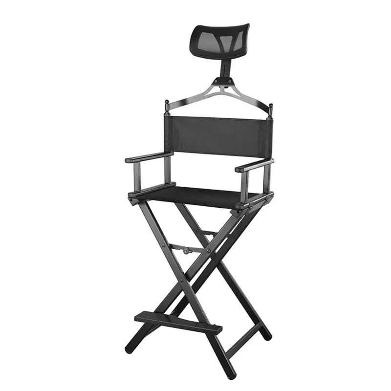 Modern Simple Portable Aluminum Director Chair with Headrest - Portable Makeup Artist/Manager Folding Chair for Better Rest