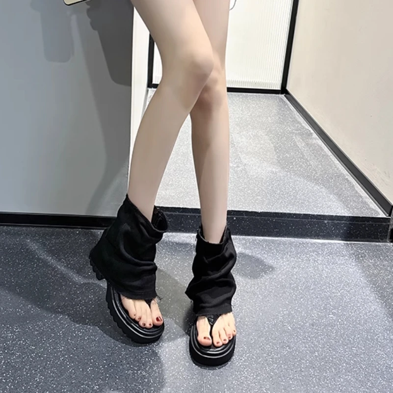 

Лето 202, классные ботинки с застежкой на носок на толстой подошве, модные женские ботильоны из тонкой джинсовой ткани на массивном каблуке