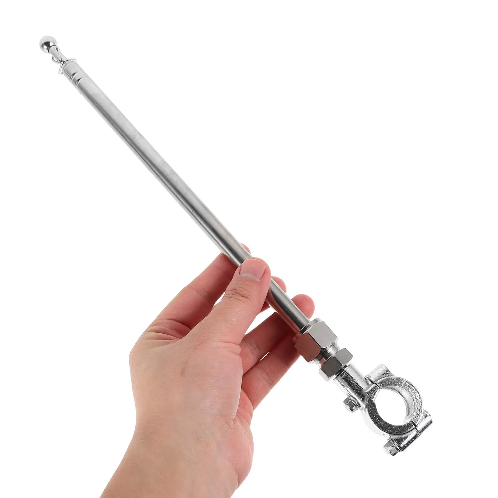 2Pcs Extendable Aluminum Steel Retractable Flagpole Bicycle Motorcycle Safety Flagpole Mount Adjustable Bike Handlebar