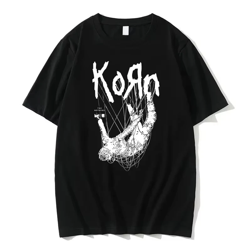 

Футболка с графическим принтом американской рок-группы Korn, летние футболки с короткими рукавами, топы, уличная одежда, повседневные футболки из чистого хлопка, мужские футболки
