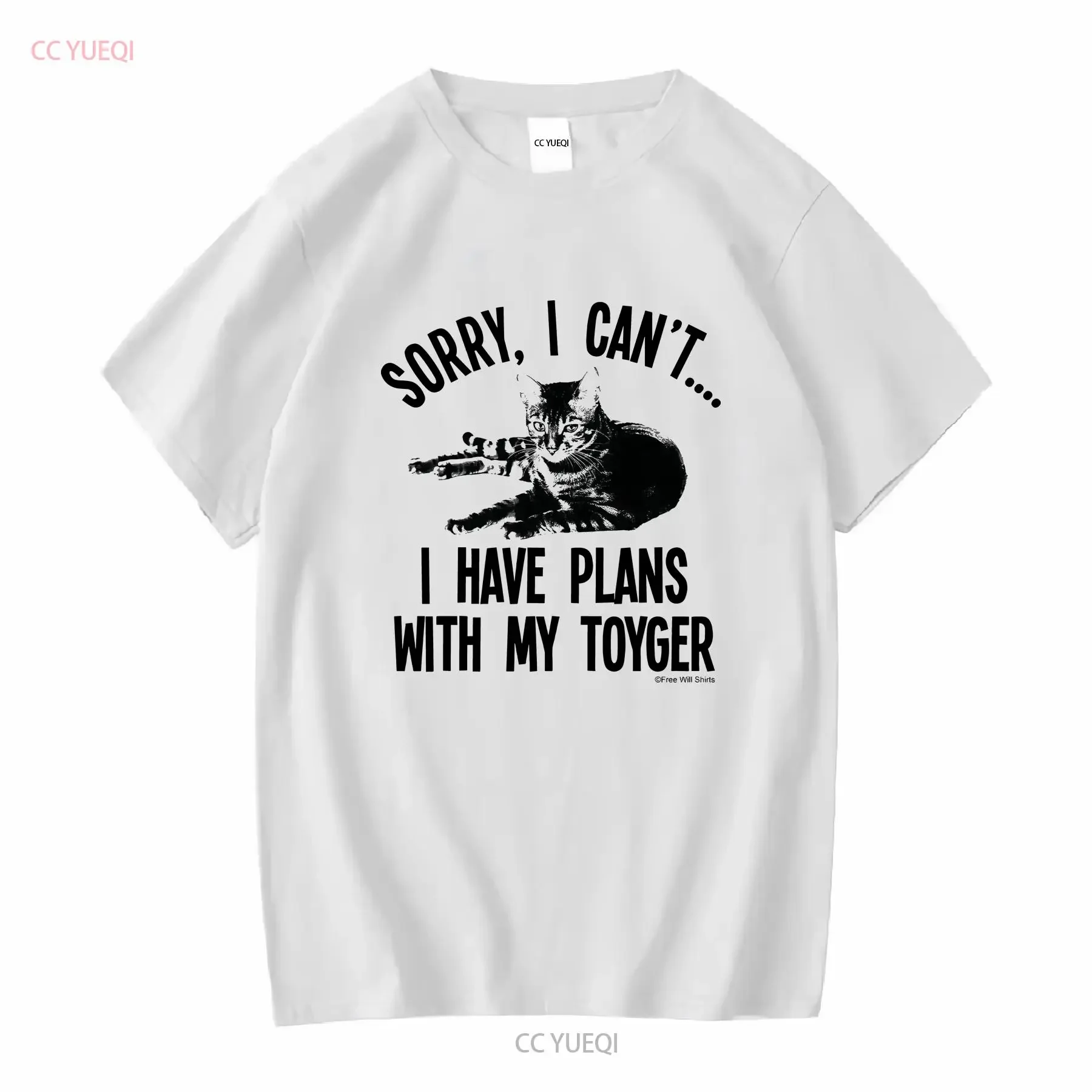 Lo siento, no puedo tener planes con mi camiseta de gato TOYGER, ajuste de algodón orgánico, mangas largas o cortas, vintage, lavada, moda, transpirable