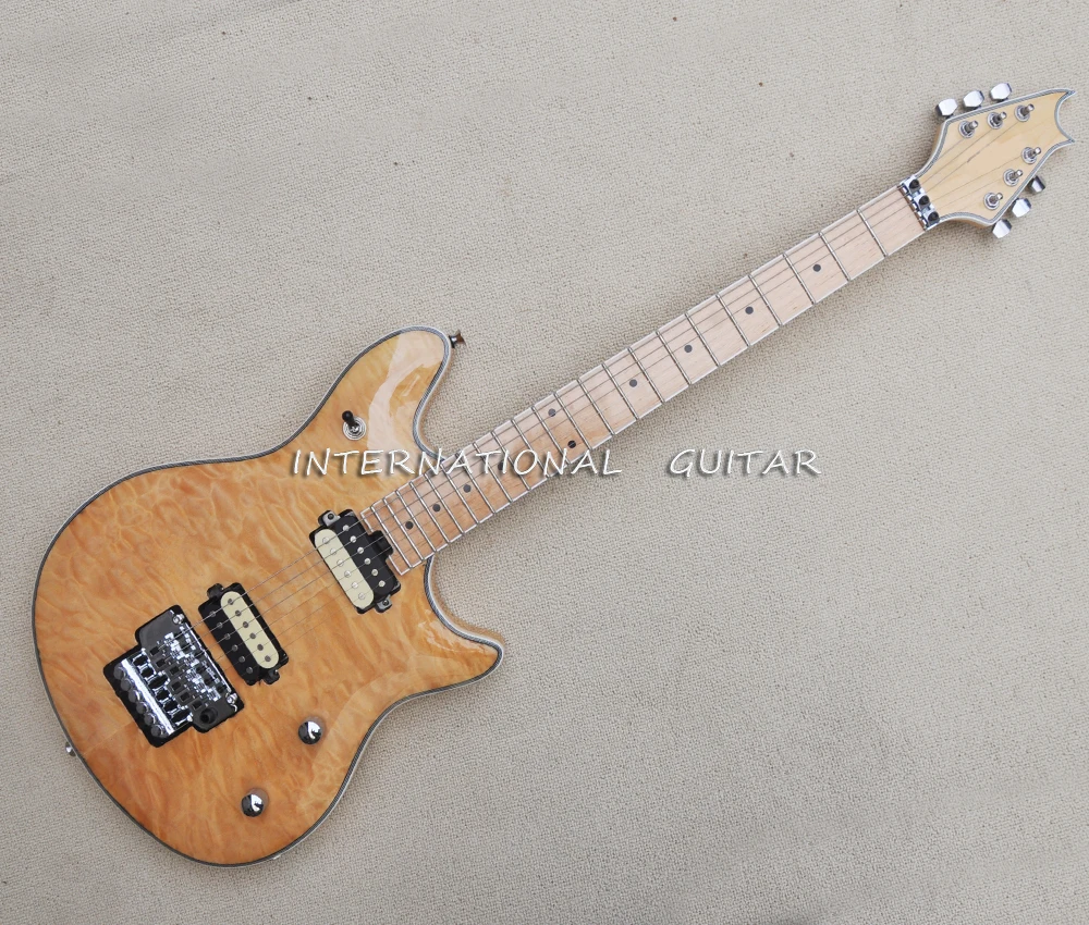 

6 Strings Natural Electric Guitar with Quilted Maple Veneer,Maple Fretboard