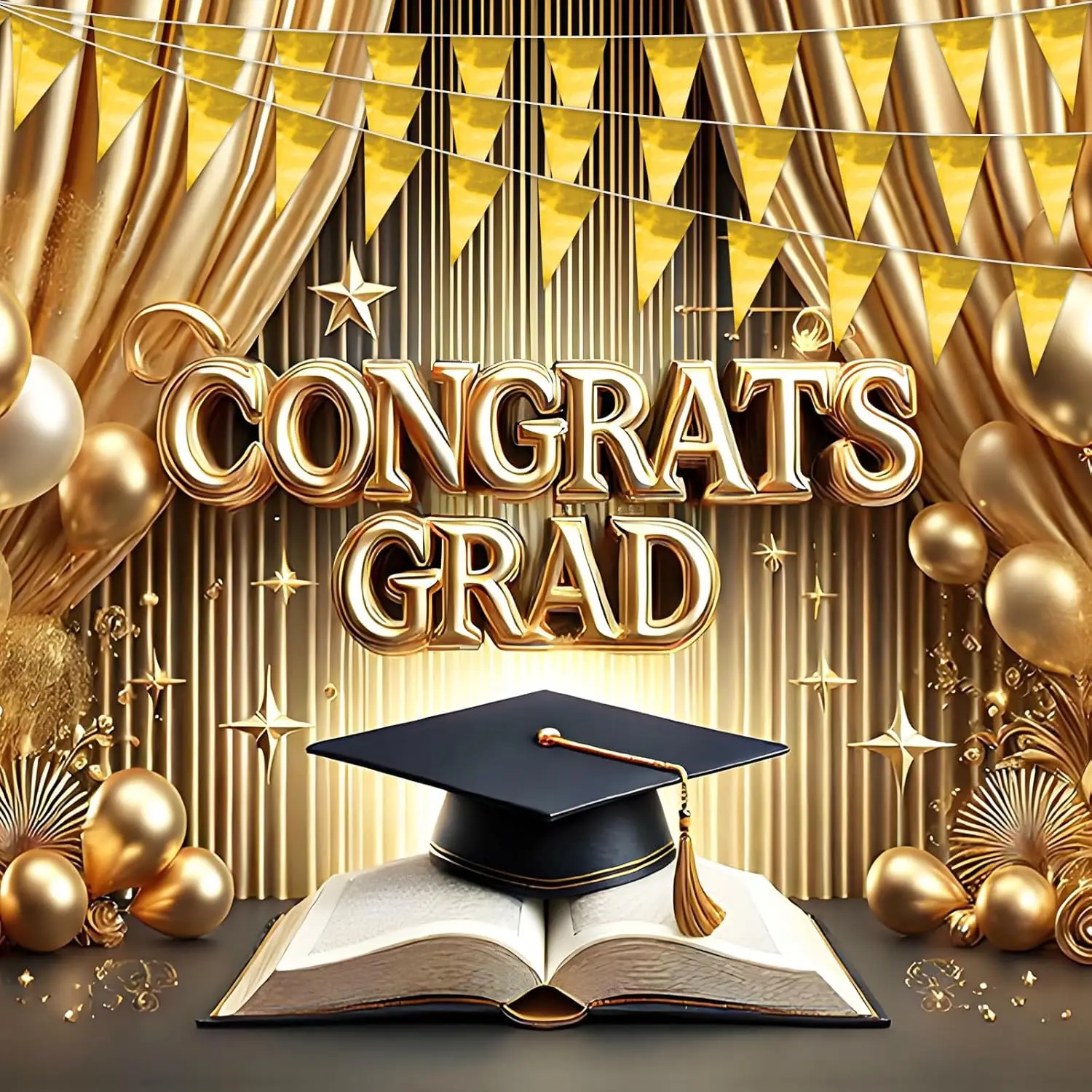 32,8 Fuß goldenes Glitzer-Wimpelbanner – metallische Dreiecks-Wimpelkette für Hochzeit, Geburtstag, Weihnachtsfeier-Dekoration, wiederverwendbare Girlande – Detail 4