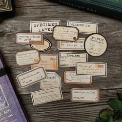 16 Pcs Tim Holtz Style Yellowed Vintage Label Stickers Junk Journal Ephemera Collage Aesthetic Stickers Scrapbooking Material