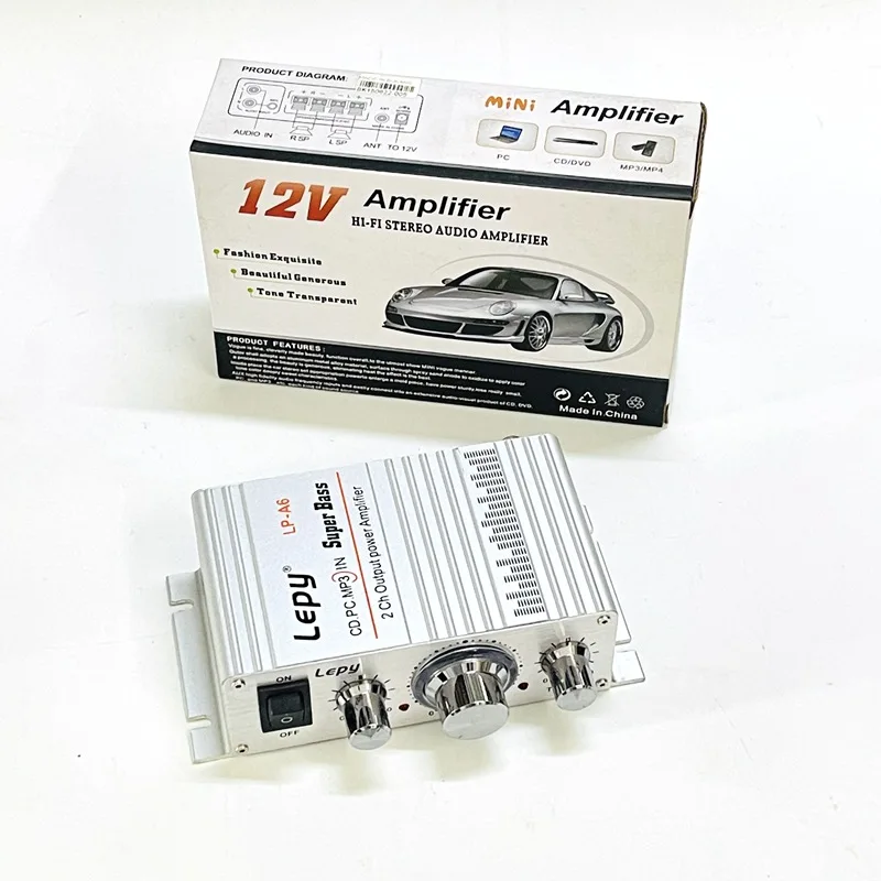 LP- A6 Lepy Mini Amplifier 2.0 Channel Hi-Fi Stereo Audio Car Home Output Power Amplifier for Mobile Phone