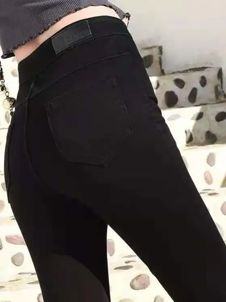 Femmes maigre Stretch crayon jean mode coréenne taille haute Vintage mince Denim pantalon printemps automne nouveau Streetwear solide Vaqueros