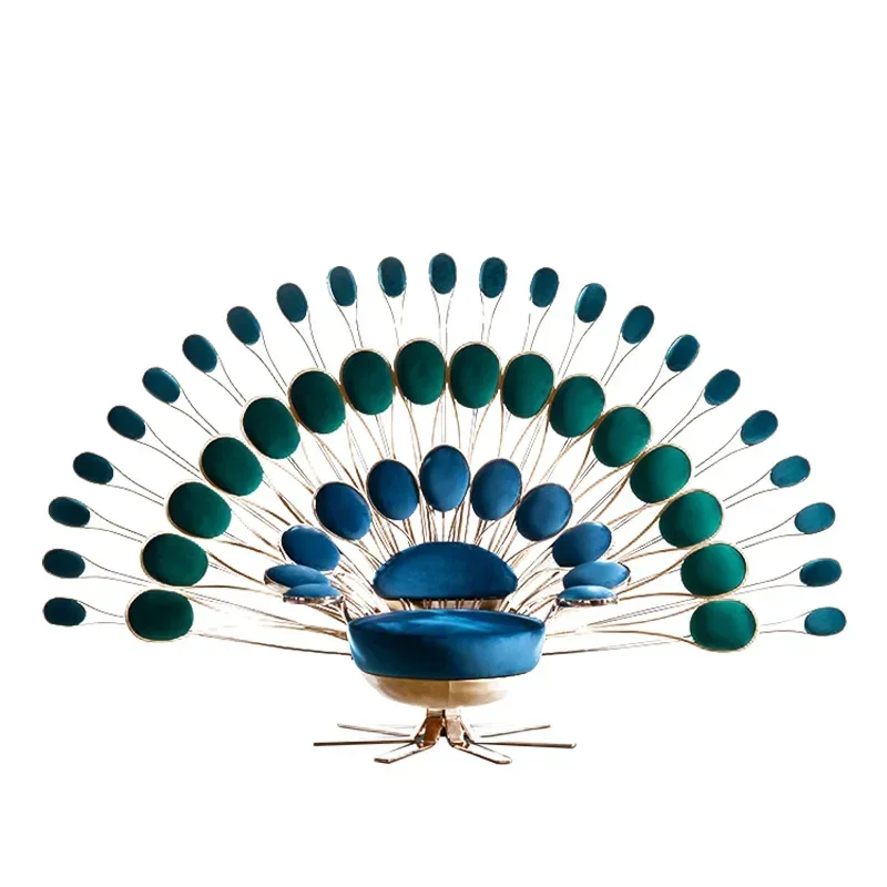 Special-shaped peacock open screen chair stainless steel leisure single chair