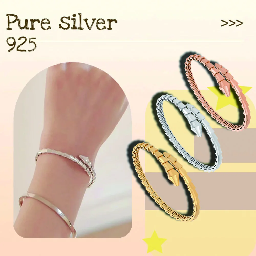 

Simple and versatile lucky snake body bracelet S925 for daily wear, women's bracelet, best friend gift giving