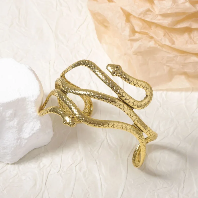 Modern Jewelry European and American Design Metal Snake Open Bracelets For Women Party Gifts Exaggerative Accessories