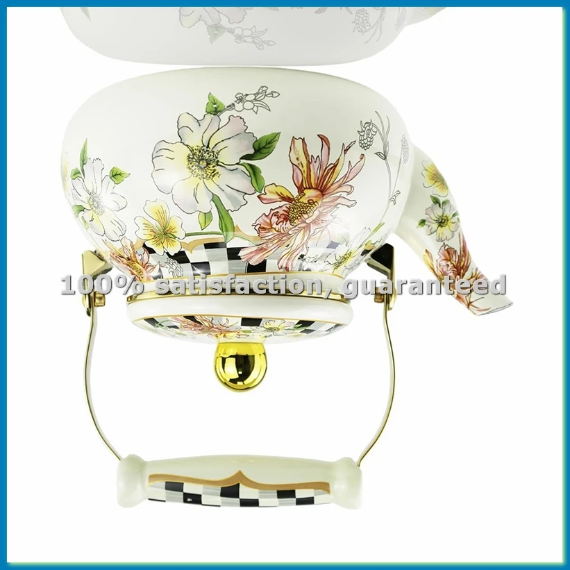 

Фарфоровый чайник с цветочным узором для плиты, для кипятка и кофе, декор для кухни - A33R