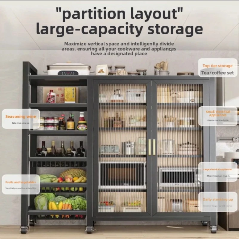 Kitchen Multifunctional Shelves Floor-to-ceiling Multi-layer Household Microwave Oven Meal Side Storage Cabinets Locker Cabinets