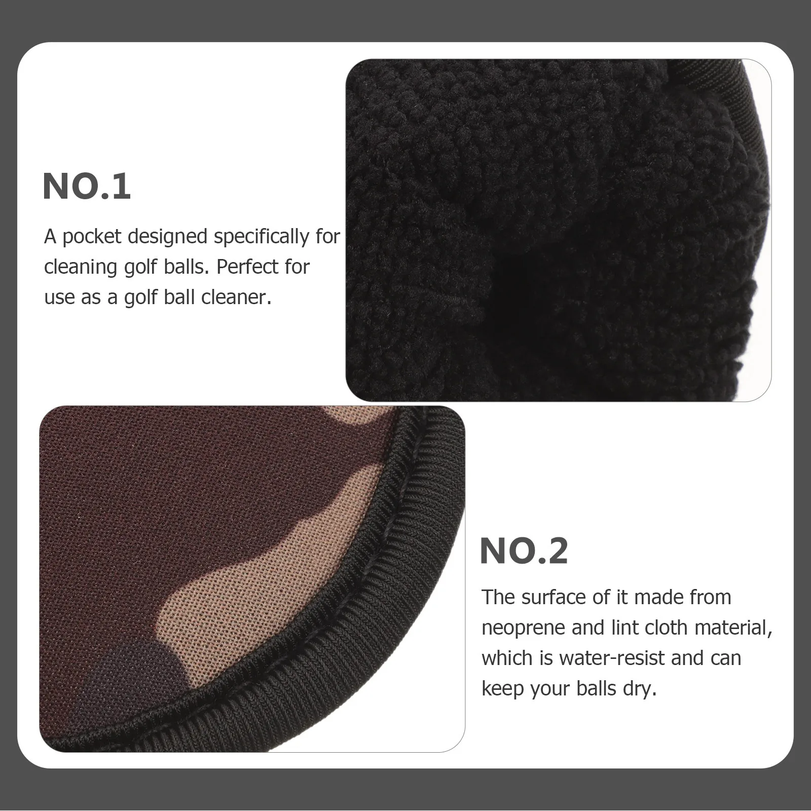 

3Pcs Golf Ball Wiper Pouch Neoprene and Lint Cloth Material for Quick and Convenient Use Bag Cleaner Ball Golfs Pouch