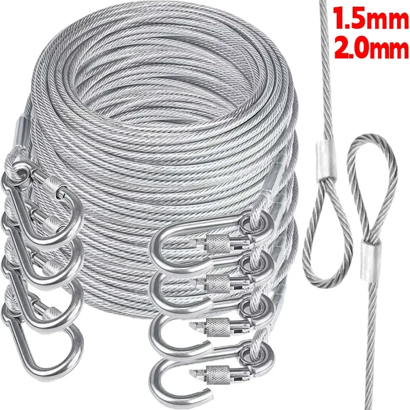 1/10M Stainless Steel Wire Canopy Rope DIY Pull Cord Wire Ropes Fishing Lifting Cable Hanging Clothes Rustproof Hardware Tools