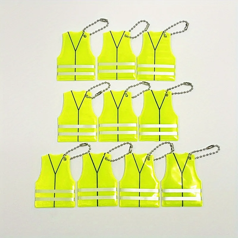 3/5/10 قطعة قلادة عاكسة PVC سترة شكل ليلة سلسلة مفاتيح عاكسة ، حقيبة الظهر قلادة دراجة تعليق الديكور