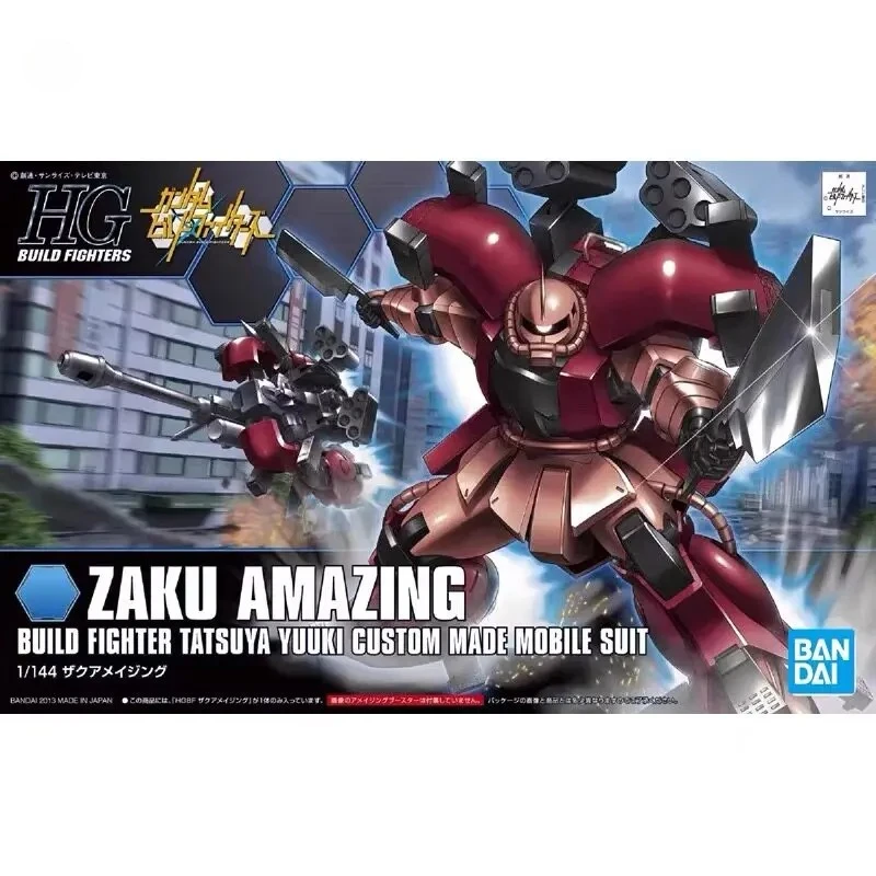 Bandai Origineel HG 1/144 Zaku Amazing Gundam Figuur Gunpla Build Fighters Tatsuya Yuuki Custom Mobile Suit Montagemodel Kit