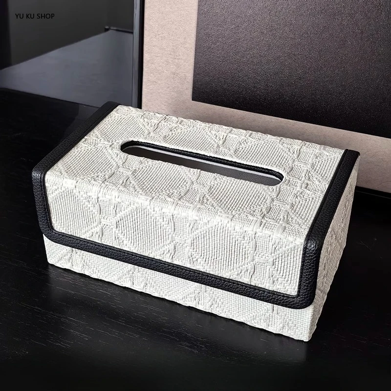 

Light Luxury Leather Tissue Boxes Household Kitchen Tissue Paper Storage Rectangular Tissue Box Table Decorative Item Decoration