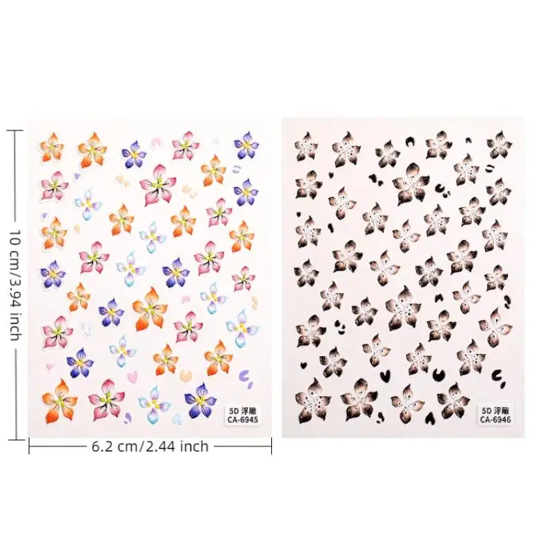 Bloem nagelstickers reliëf 3D nagelapplicaties zelfklevende sliders nagelkunstaccessoires sticker nageldecoraties nagels doe-het-zelf ontwerp