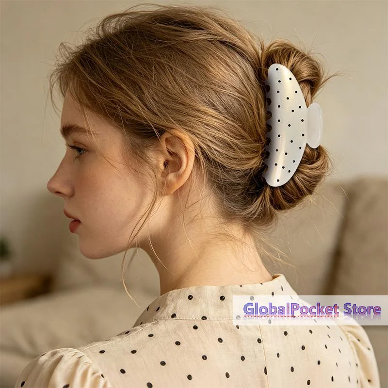 [TG823]Polka Dot Grip Clip Exquisite Daily Styling Firm Grip Suitable For Various Hairstyles All Seasons Playful Accessory