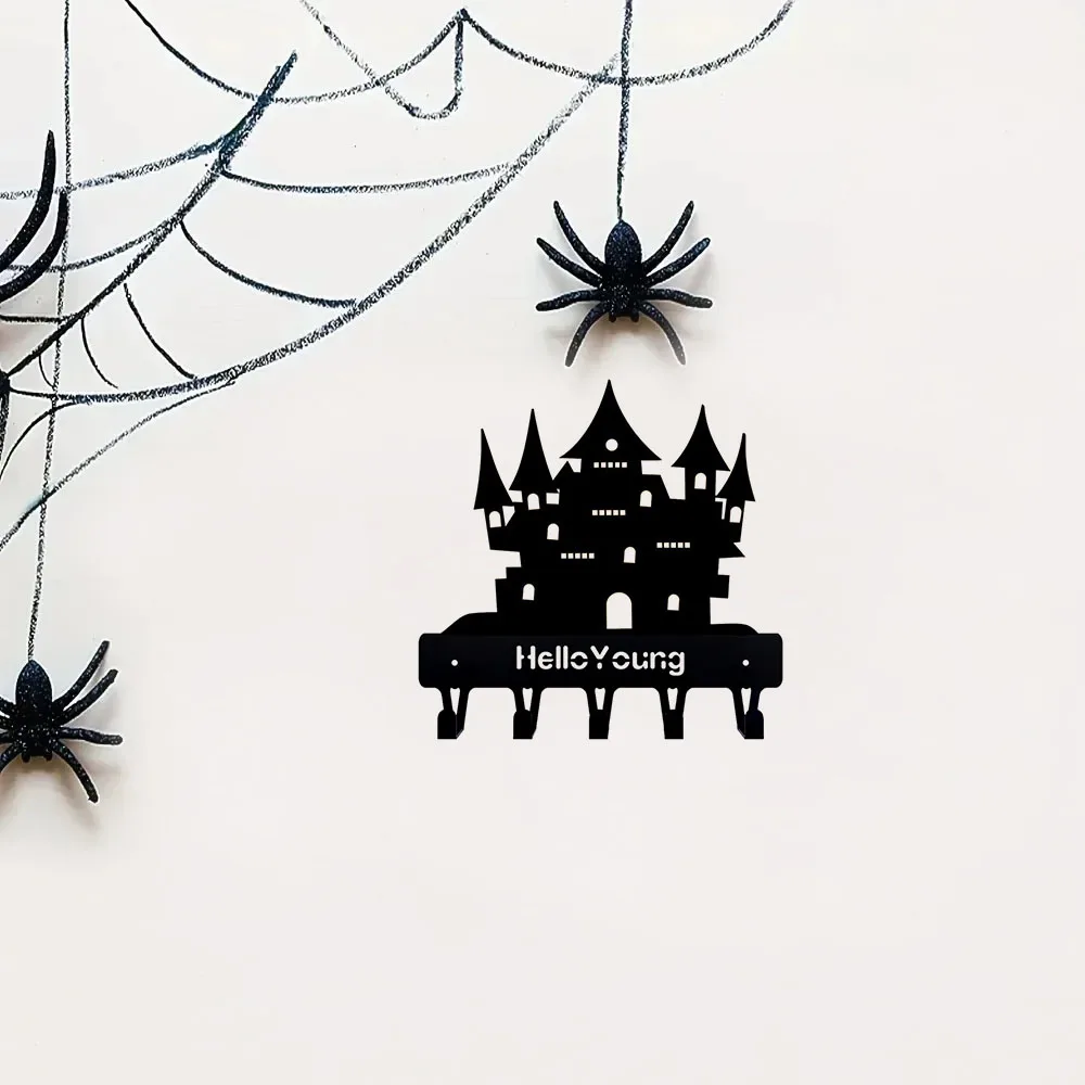 1pcs Alluringly Spooky Metal Decorative Hook - Compact Storage Rack with Chilling Castle Feature. A Halloween Horror Appeal