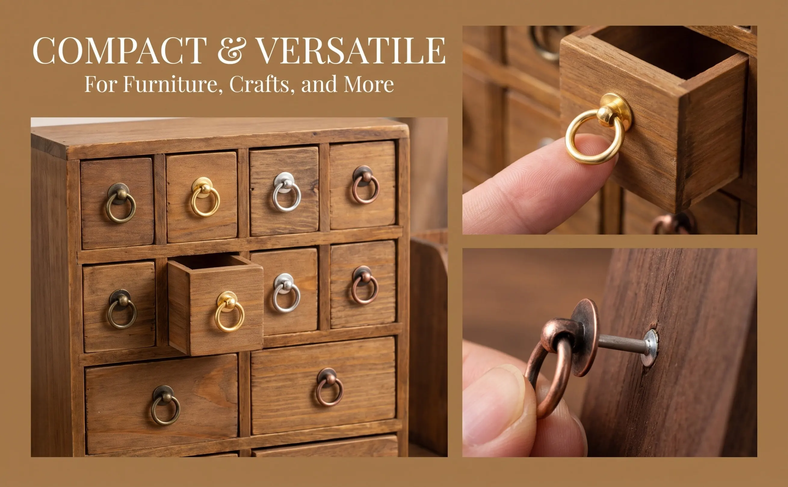40Pcs Premium Vintage Mini Drawer Pulls Metal Cabinet Knobs for Dresser Cabinets Wardrobe Doors Notebook Folder Shoe Storage