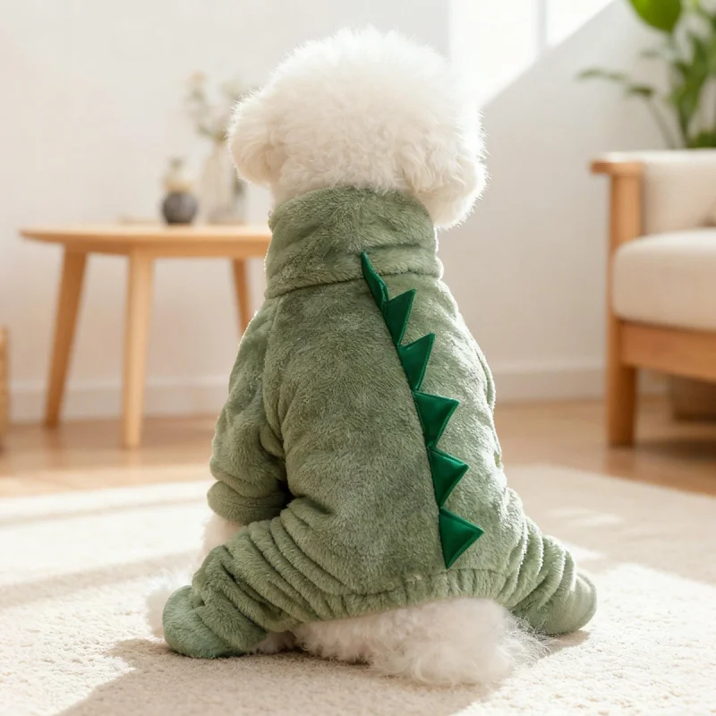 

Pet Dog Cat Costume Space Dinosaur Onesie Autumn Winter Warm, Cute Small Puppy Cozy Transformation Outfit Pajamas