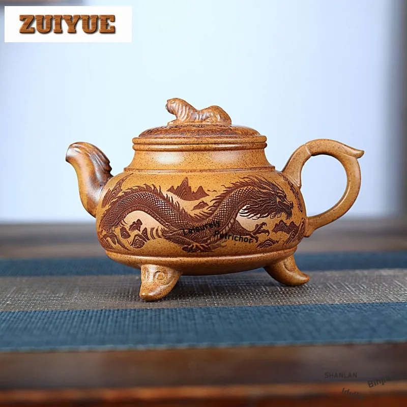 

400 мл высококачественные чайники из фиолетовой глины Исин, горшок ручной работы, грязевой чайник с сечением из сырой руды и фильтром, коллекция китайских чайных сервизов Цзыша