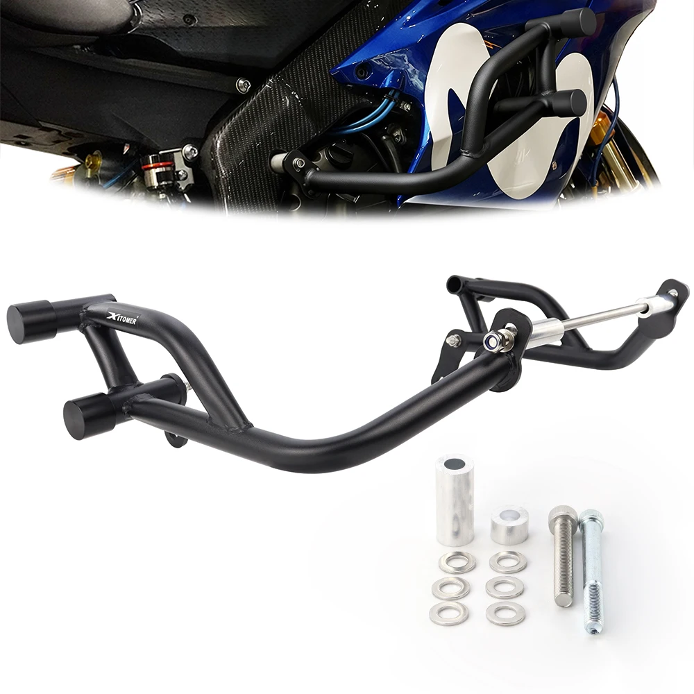 

Для мотоцикла Yamaha YZF-R6 R6 2017-2024: Стальная защитная дуга (краш-кейдж) для двигателя, бампер, защита от падений, гоночная дуга