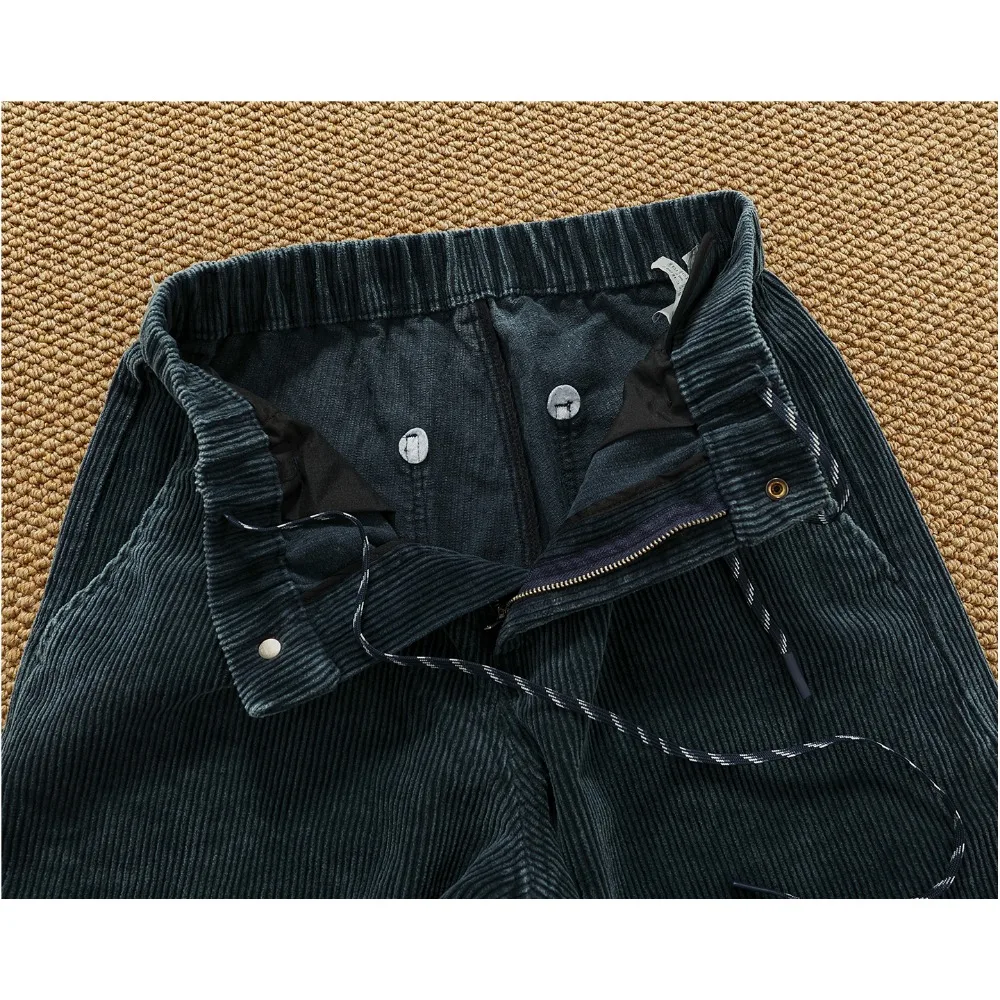 Heavy cotton corduroy casual pants for men in autumn and winter multi-pocket loose straight Japanese retro woodcutting pants - Image 4