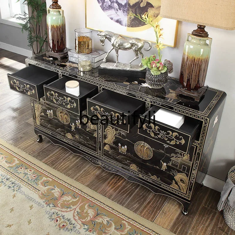 N178 G New Chinese-style entrance solid wood partition decoration living room side cabinet view table dining side cabinet