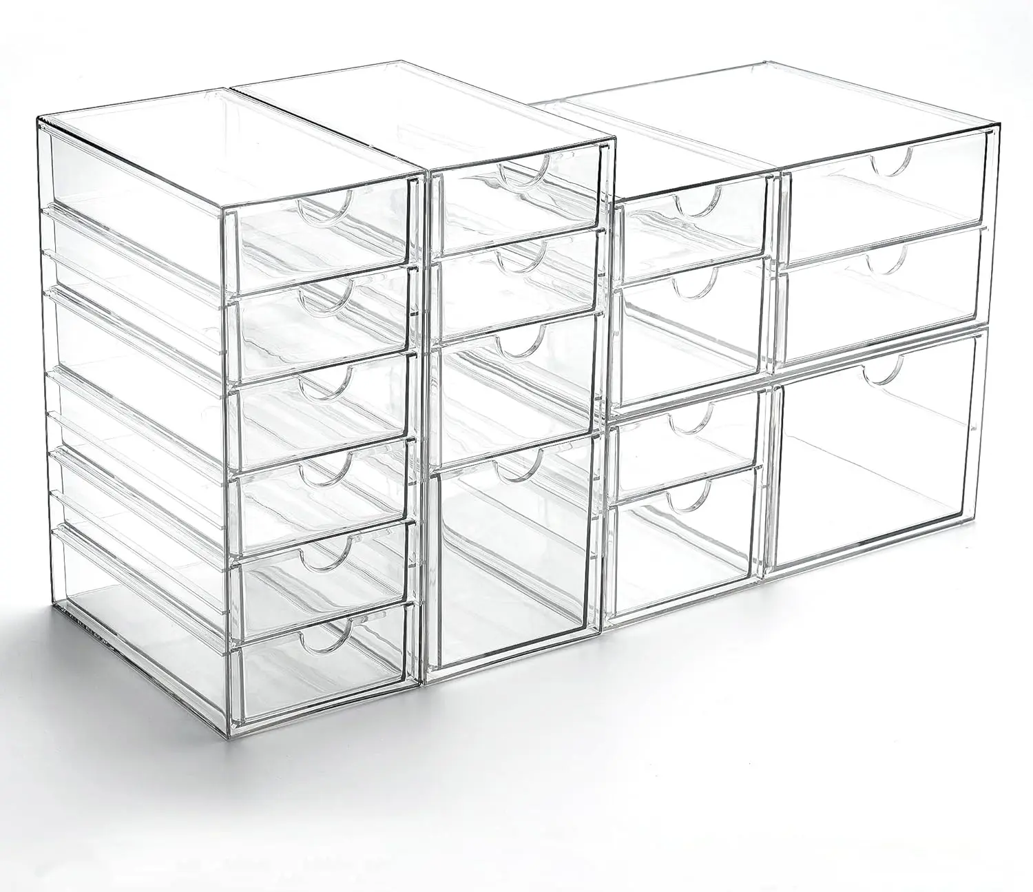 

Organizer With 17 Drawers, Craft Office Desk Makeup Organizers Accessories, Set Of 4 Clear Stackable Sto