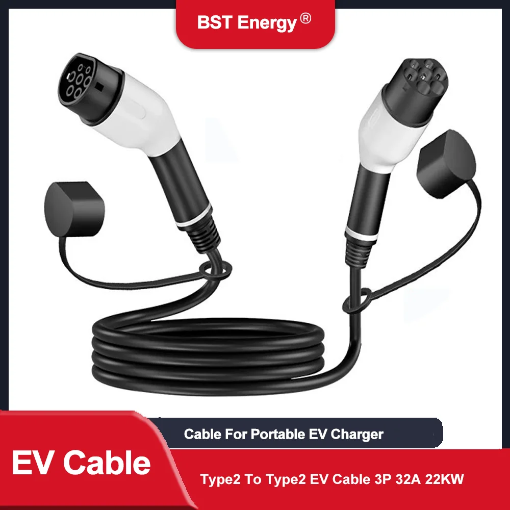 

Type2 to Type2 Male Portable EV Charging Cable For Charging Station 22KW 32A 3Phase Female to Male Plug IEC62196-2