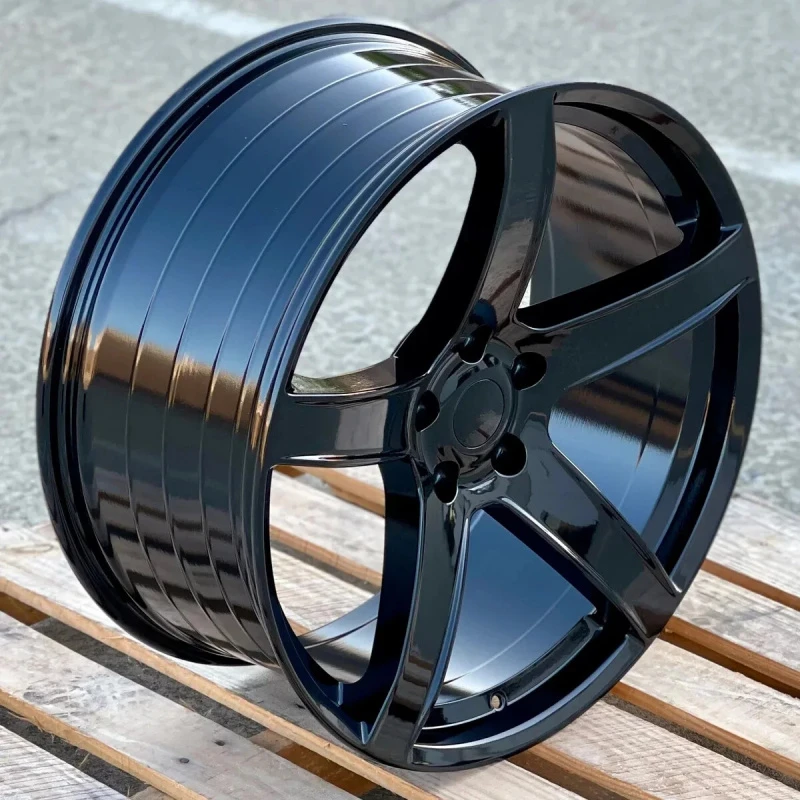 5-Spoke Gloss Black Deep Dish Forged Alloy Wheel Rims 18-22 Inch 5x114.3 Fit Mustang Charger