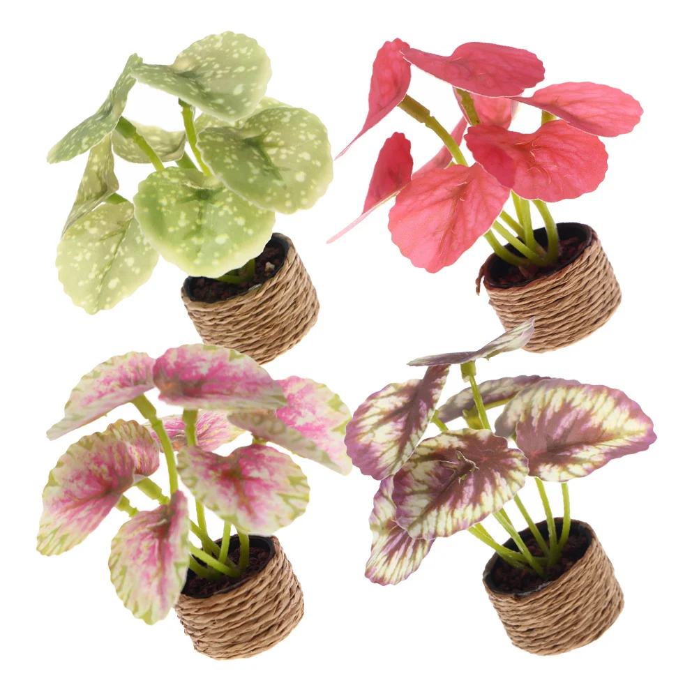 

4Pcs Miniature Artificial Bonsai Green Plants Mini Supply Tiny Potted Plants for Decoration Miniature Tiny Plant