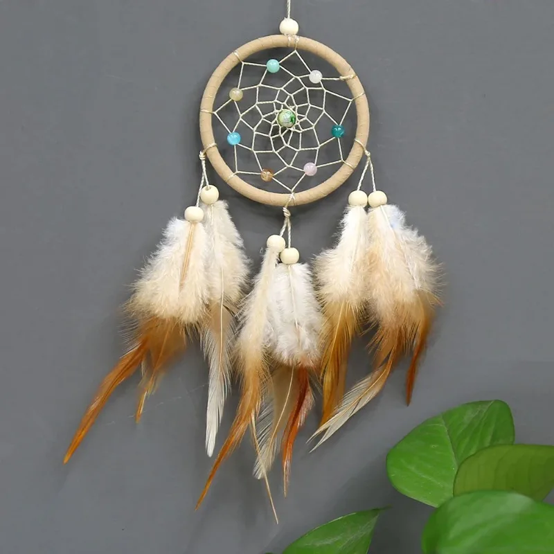 1pcs Retro Dream Catcher Wind Chimes Home Hanging Craft Ornament Circular Dreamcatcher Ornament Car Hanging Wall Decoration