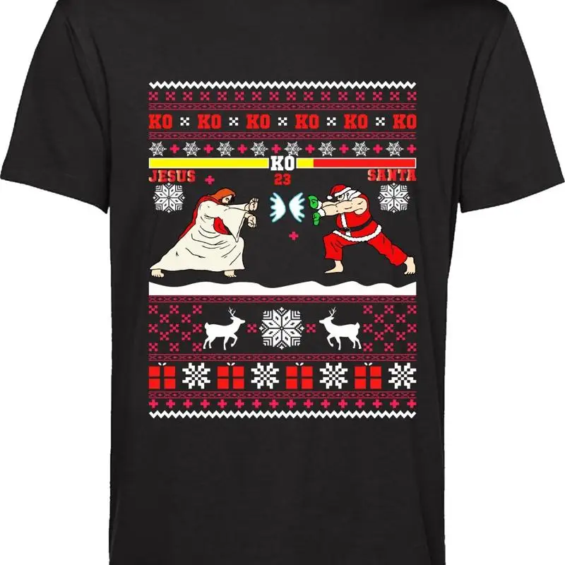 

Christmas T Shirt Jesus Vs Santa Ko Hadoukan Unisex Xmas Tee