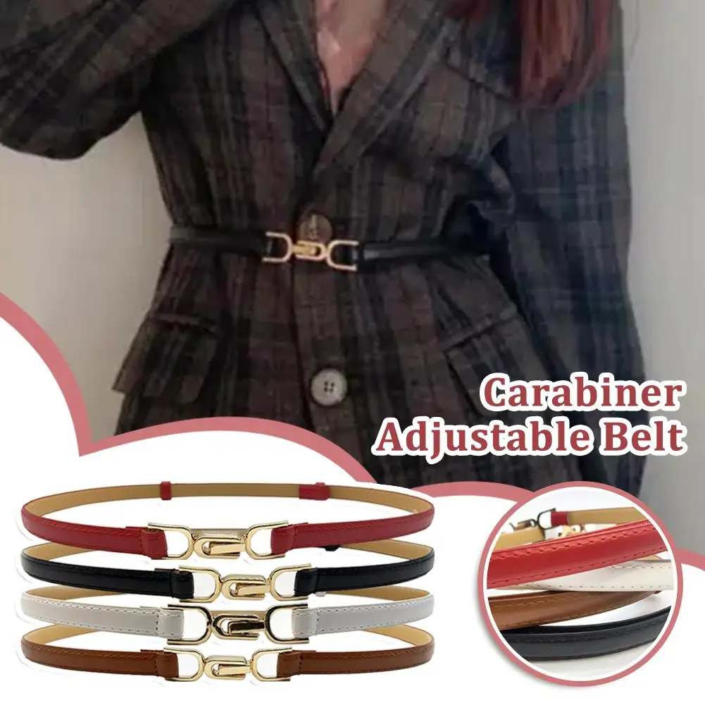 

Fashion PU Leather Thin Adjustable Belt Women Personality Metal Decoration Trouser Buckle Dress Waist Strap Waistband Ladie N5P9