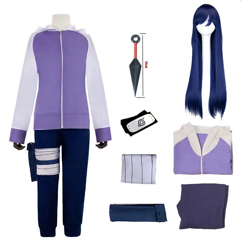 Hyuga Hinata Cosplay For Women Elder Girls Hoodie Jacket Wig Halloween Party Dress Up Anime Costume