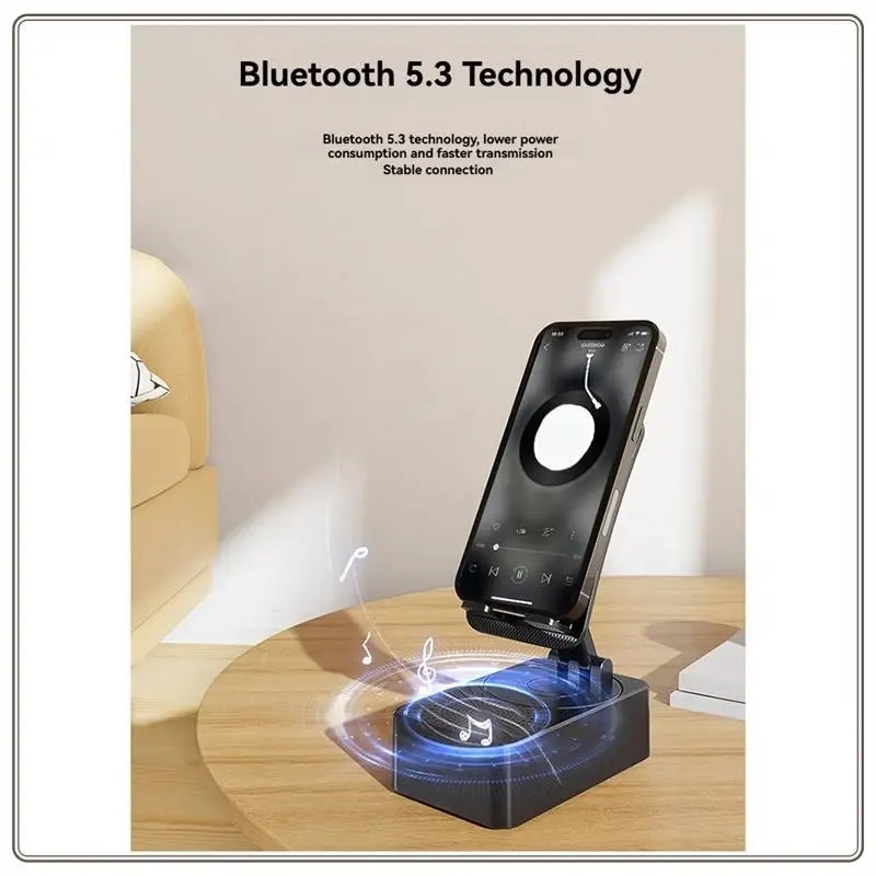 Reliable-2-In-1 Cell Phone Stand With Wireless Bluetooth Speaker, Foldable Bluetooth Audio Bracket For Home Office,2-In-1 Cell P