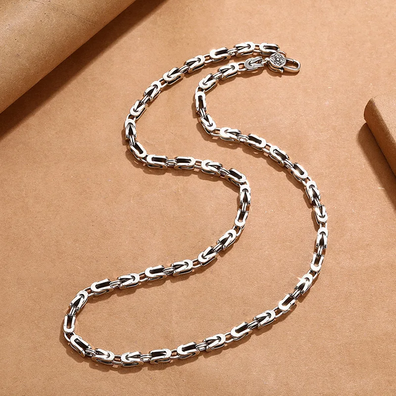 Silver Tone Paperclip Link Chain Necklace Hollow Oval 3 Silver Tone Paperclip Link Chain Necklace Hollow Oval
