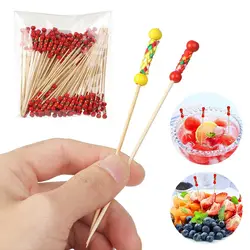 Skewer Salad Sandwich Toothpicks Cupcake Fruit Fork Bamboo Picks Food Fruit Cocktail Decor Handmade Toothpicks Fruit Sticks