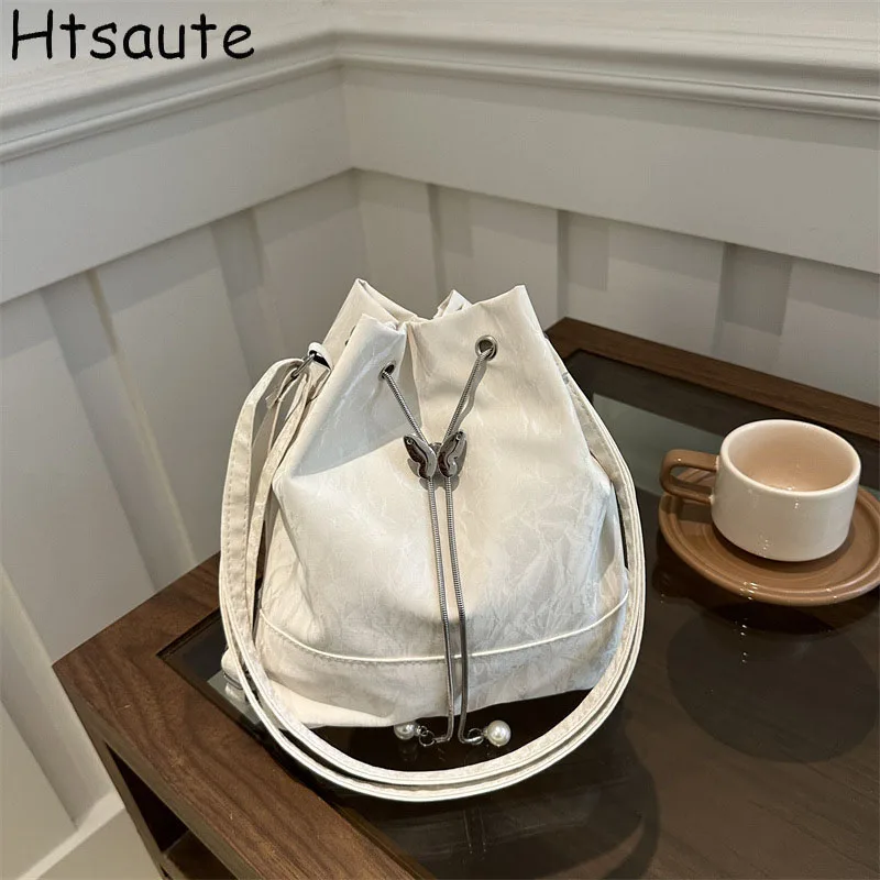 

Vintage Women Crossbody Shoulder Bags Fashion Buckets PU Printed Handbags Crossbody Bag Drawstring Designer bolsa feminina