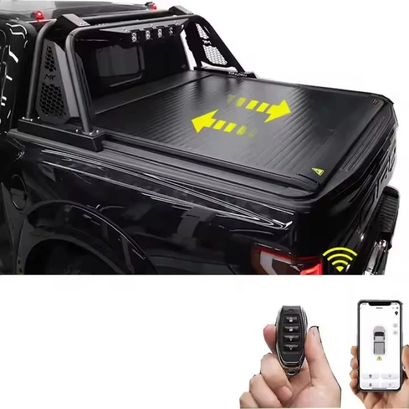 Pickup Trunk Retractable Folding Roller Shutter Aluminum Alloy Waterproof Lockable Tonneau Cover for Universal Fitment