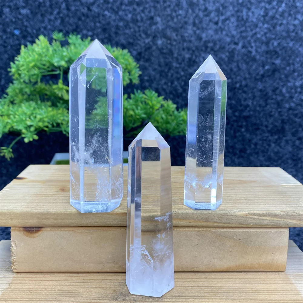 

Natural Transparent Quartz Column Rod Hexagonal Obelisk White Crystal Crystal Tower Energy Healing Home Decoration Fortune