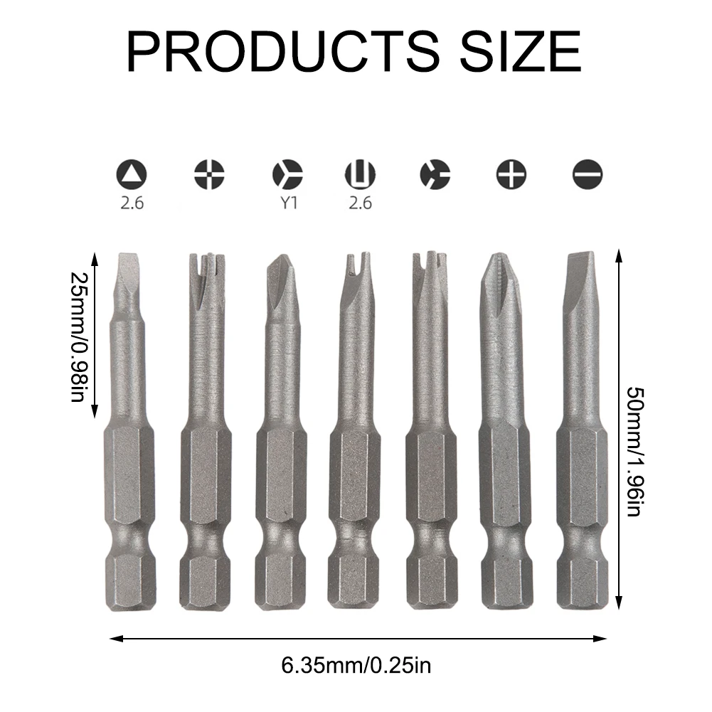 

7pcs Special-Shaped Screwdriver Set PH2 U Y Shape Triangle 50mm Cross Three Points Screwdriver Bit Repair Installation