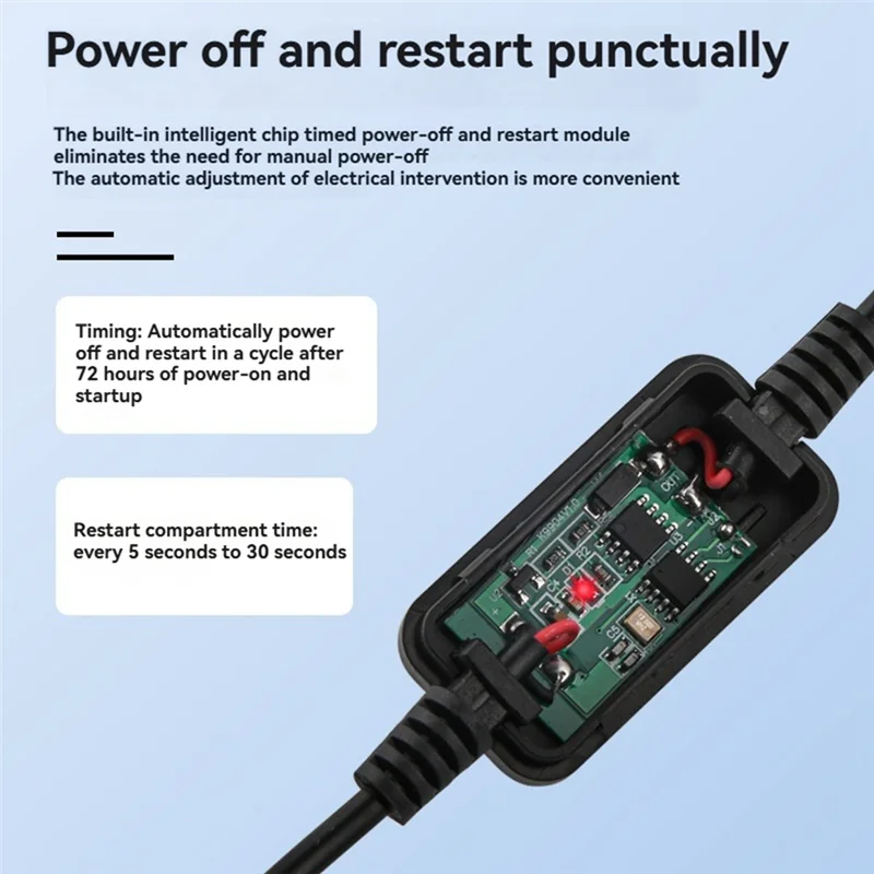 Leading-72 Hour Auto Reboot Router DC Power Timing Routing Timer Reset Tool Fiber Modem Router DC Power Manager Black