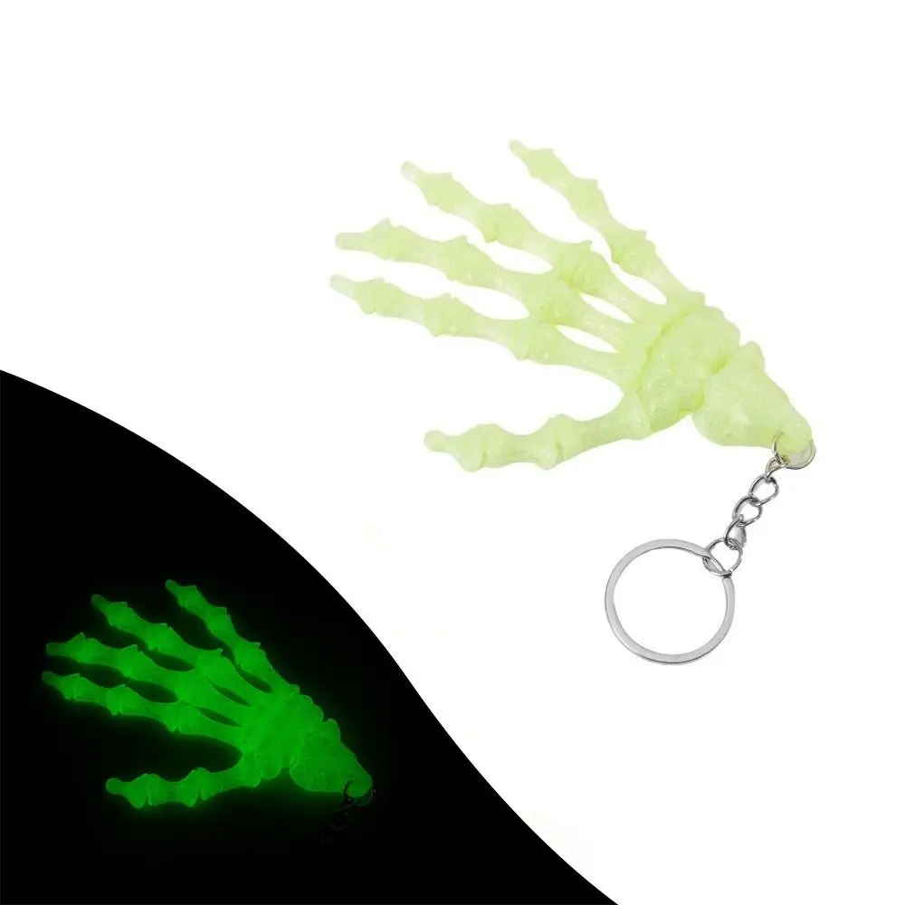 Creative Skeleton Hand Keychain Novelty 3D Printed Skull Hand Key Ring Luminous Flexible Joint Luminous Skull Palm Keychain