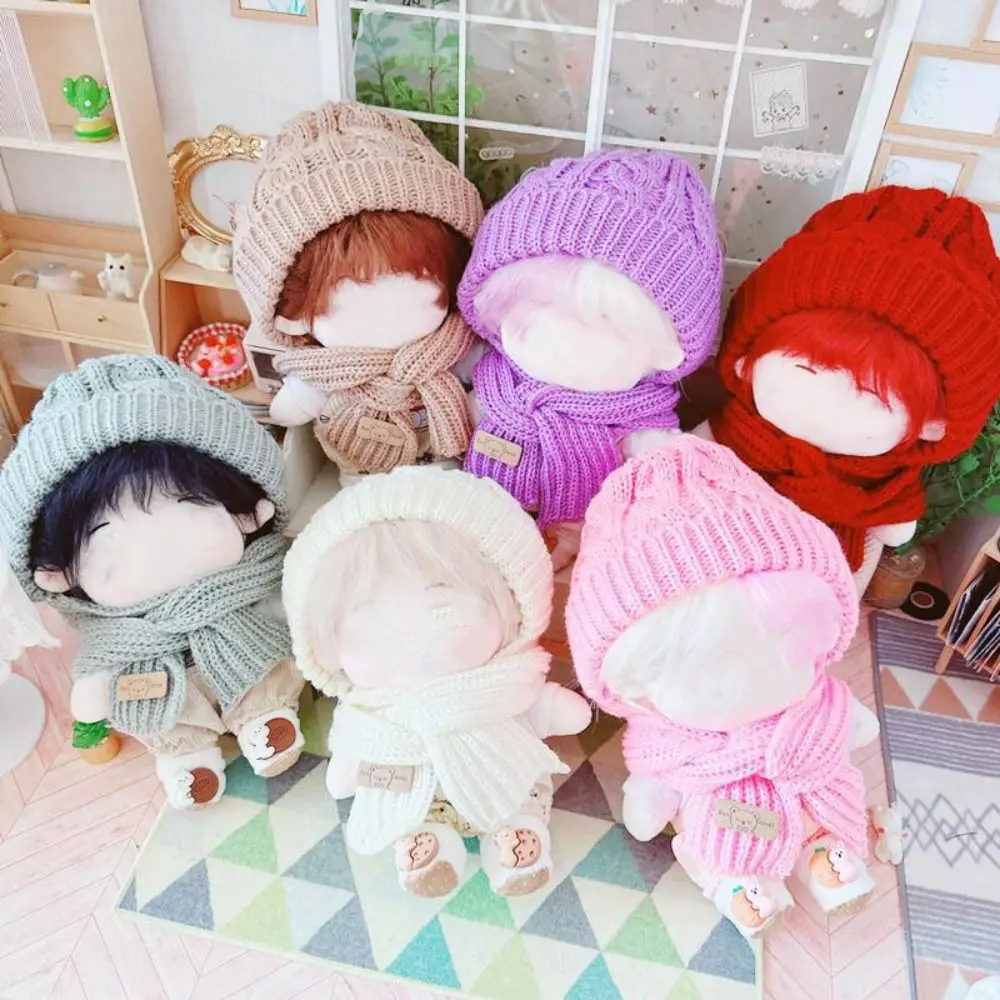 20CM Doll Scarf Hat Dress Up Clothes Mini Knitted Caps Photo Prop Playing House Toys Christmas Scarves DIY Doll Accessories