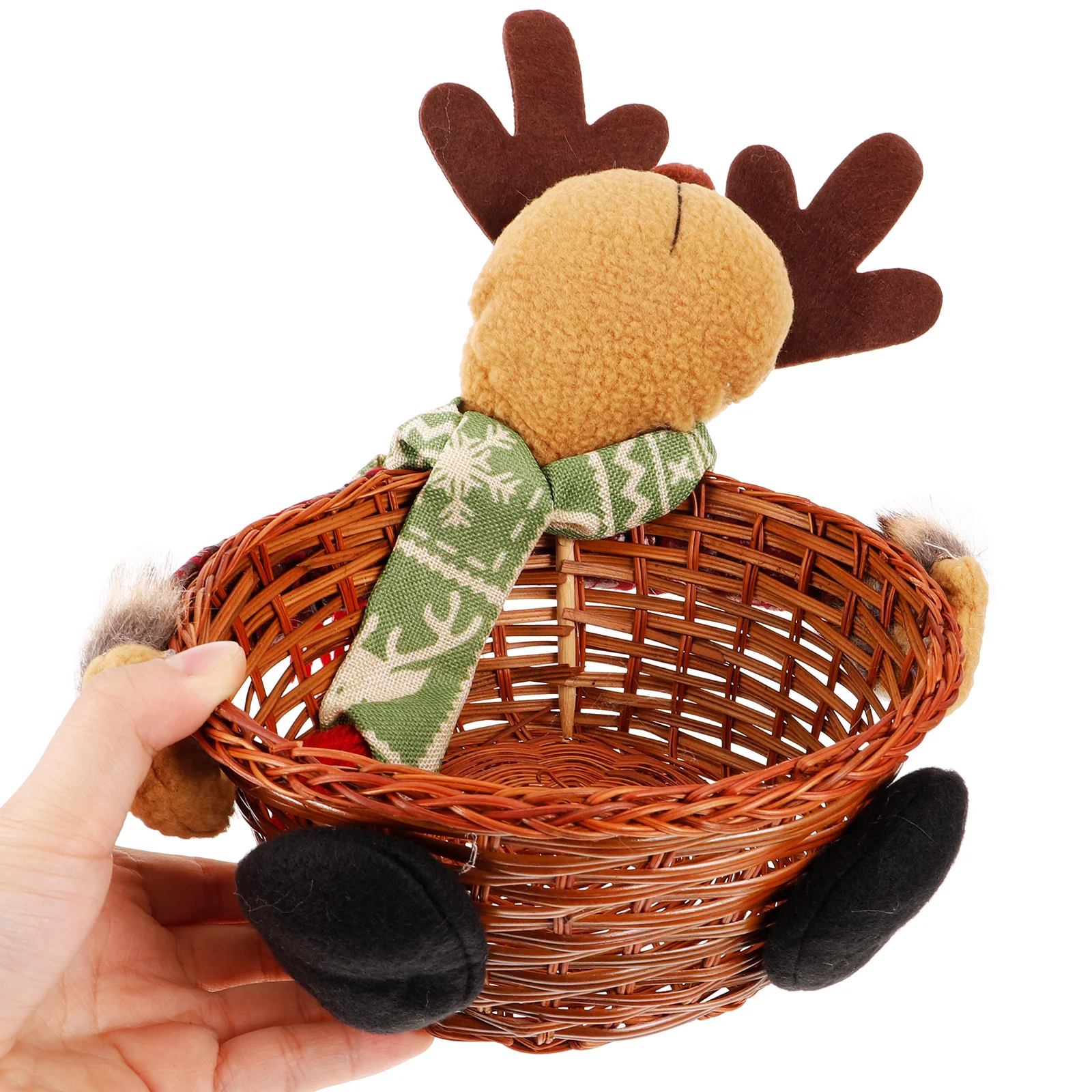 

Candy Basket Christmas Decoration Xmas Container Gift Living Room Desktop Adornment Bamboo