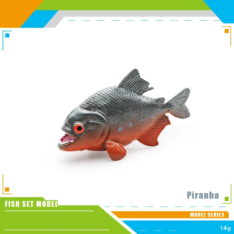 Realistic Animal Toy Fish Model Piranha PVC Figure Figurine Home/Office Decoration Collectible Toy